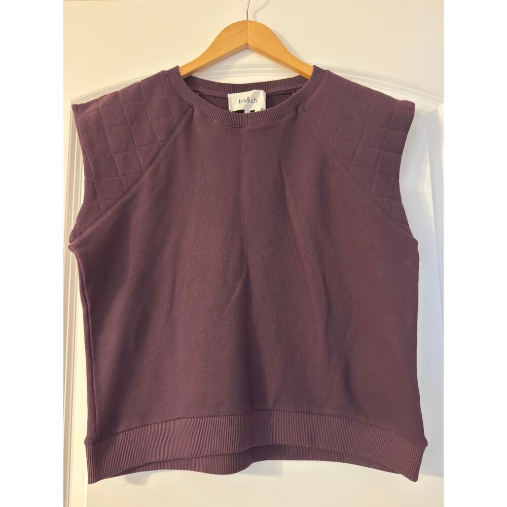 ba&sh Gilian Quilted Sleeveless Sweatshirt Tank Sleeveless Top Purple Medium